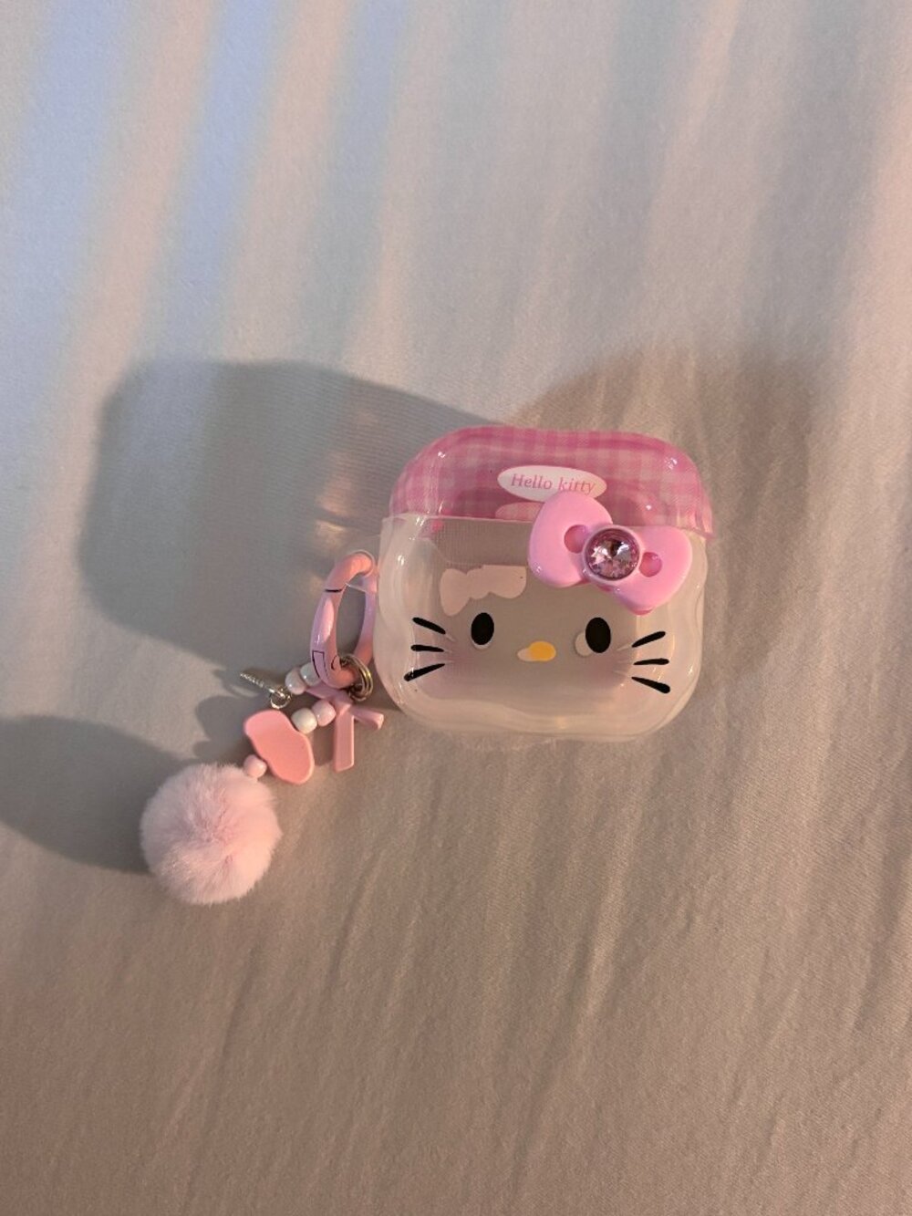 Hello Kitty Airpods 4 Case Protective Cover with Pom Pom Charm